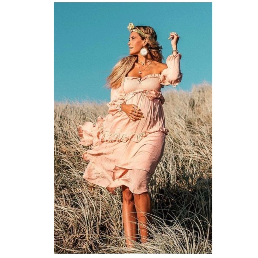 Spell x Free People | Romantic Boho Photo Shoot Clementine Maxi Dress Musk | XS